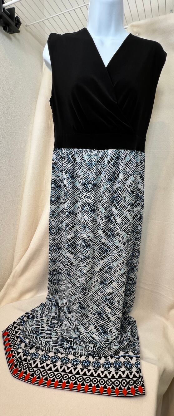 AB Studio Colorblock Geometric Maxi Dress Size M